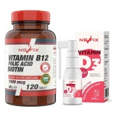 Nevfix Vitamin B12 Folic Acid Biotin 1000 Mcg 120 Tablet Vitamin D3 400 Iu 20 ml Sprey (Sıvı) - 1