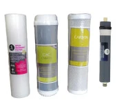Su Arıtma Filtresi 4 Lü Set 10" inch 3 Ön Filtre Kömür Granül Aktif Karbon Filtre Aqualine Platinum 1812 Membran 80 GPD Esli - 1