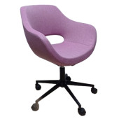 Ofis Koltuğu Çalışma Sandalyesi Pembe Renk Keten Kumaş Döküm Süngerli - 3