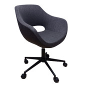 Ofis Koltuğu Çalışma Sandalyesi Kahverengi Renk Keten Kumaş Döküm Süngerli thumbnail 1