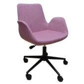 Büro Koltuğu Ofis Sandalyesi Pembe Renk Keten Kumaş Metal Ayaklı thumbnail 1