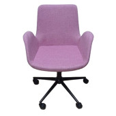 Büro Koltuğu Ofis Sandalyesi Pembe Renk Keten Kumaş Metal Ayaklı thumbnail 2