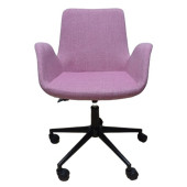 Büro Koltuğu Ofis Sandalyesi Pembe Renk Keten Kumaş Metal Ayaklı thumbnail 4