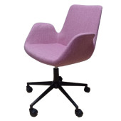 Büro Koltuğu Ofis Sandalyesi Pembe Renk Keten Kumaş Metal Ayaklı thumbnail 6