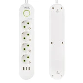 Vea VA-21560 4'Lü 3 USB'li 1.5 Metre Akım Korumalı Priz Beyaz - 2