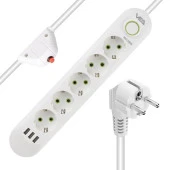 Vea VA-21562 5'Li 3 USB'li 1.5 Metre Akım Korumalı Priz Beyaz - 1