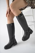 Muggo GİSELE Garantili Fermuarlı Kemer Detaylı Kadın Kışlık Çizme - 8