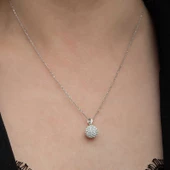 Gümüş Beyaz Kristal Taşlı Kadın Kolye thumbnail 5