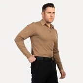 Wolftrap Tactical Koyu Bej Uzun Kollu Taktik Polo Yaka Tişört, 2 Cepli Uzun Kollu T-shirt - 4