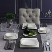 GÜRAL PORSELEN Caroline 85 Parça 12 Kişilik Kare Yemek Takımı Gümüş Yaldız  220 thumbnail 1