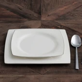 GÜRAL PORSELEN Caroline 85 Parça 12 Kişilik Kare Yemek Takımı Gümüş Yaldız  220 thumbnail 4