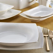 GÜRAL PORSELEN Caroline 62 Parça 12 Kişilik Kare Yemek Takımı Altın Yaldız  20 thumbnail 2