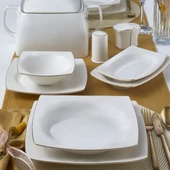 GÜRAL PORSELEN Caroline 62 Parça 12 Kişilik Kare Yemek Takımı Altın Yaldız  20 thumbnail 1