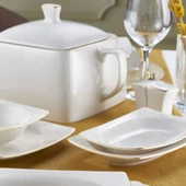 GÜRAL PORSELEN Caroline 62 Parça 12 Kişilik Kare Yemek Takımı Altın Yaldız  20 thumbnail 3