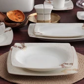 GÜRAL PORSELEN Caroline 85 Parça 12 Kişilik Kare Yemek Takımı 5629 thumbnail 3