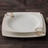 GÜRAL PORSELEN Caroline 85 Parça 12 Kişilik Kare Yemek Takımı 5629 thumbnail 4