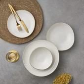 GÜRAL PORSELEN Roden 12 Parça 4 Kişilik Yemek Takımı Gold thumbnail 1