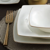 GÜRAL PORSELEN Caroline 62 Parça 12 Kişilik Kare Yemek Takımı Altın Yaldız  20 thumbnail 4