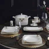 GÜRAL PORSELEN Caroline 85 Parça 12 Kişilik Kare Yemek Takımı 5629 thumbnail 1