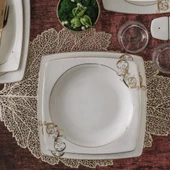 GÜRAL PORSELEN Caroline 85 Parça 12 Kişilik Kare Yemek Takımı 5430 thumbnail 2