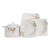 GÜRAL PORSELEN Caroline 85 Parça 12 Kişilik Kare Yemek Takımı 5430 thumbnail 3