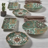 GÜRAL PORSELEN Camelia 18 Parça 6 Kişilik Bone Kahvaltı Takımı - 21882 - 1