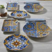 GÜRAL PORSELEN Camelia 18 Parça 6 Kişilik Bone Kahvaltı Takımı - 2188 - 1