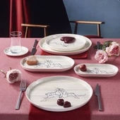 GÜRAL PORSELEN Love 11 Parça 2 Kişilik Bone Kahvaltı Takımı - 25422 - 2