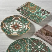 GÜRAL PORSELEN Camelia 18 Parça 6 Kişilik Bone Kahvaltı Takımı - 21882 - 2