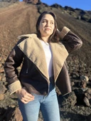 İçi Suni Kürklü Suni Süet Crop Biker Ceket - 9