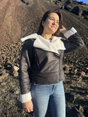 İçi Suni Kürklü Suni Süet Crop Biker Ceket - 3