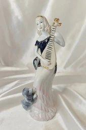 El İşi Seramik Biblo Heykel Enstürüman Çalan  Kadın thumbnail 1
