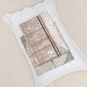 BASKILI SATEN ÇİFT KİŞİLİK NEVRESİM TAKIMI HACKER BEJ thumbnail 4