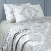 BASKILI SATEN ÇİFT KİŞİLİK NEVRESİM TAKIMI SILVER thumbnail 6