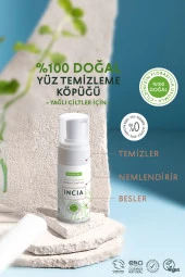 INCIA %100 Doğal İpeksi Yüz Temizleme Köpüğü Makyaj Akne Siyah Nokta Sivilce Yağlı Ciltler Vegan 125 ml - 6