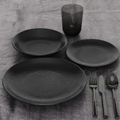 GÜRAL PORSELEN Ent Otel 27 Cm Bone Servis Tabağı Siyah Mat thumbnail 1