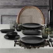 GÜRAL PORSELEN Ent Otel 27 Cm Bone Servis Tabağı Siyah Mat thumbnail 3