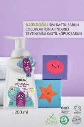 INCIA %100 Doğal Köpük Kastil Sabunu Çocuklar İçin Zeytinyağlı 10 Bitkisel Değerli Yağ Vegan 200 ml - 2