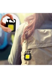 Mini 30 Ledli Mıknatıslı Anahtarlık Flash Kamp Lambası Askılı Kapak Açacaklı Şarjlı Fener - 2
