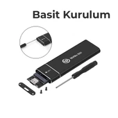 NPO DK02 NVMe M.2  USB-A/Type-C Kablolu Taşınabilir Harici SSD için Boş Kutu thumbnail 4