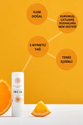 INCIA %100 Doğal Dudak Besleyici Portakal Bitkisel Nemlendirici Dudak Bakım Kremi 6 G - 5