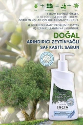 INCIA %100 Doğal Sıvı Kastil Sabunu Arındırıcı Zeytinyağlı 10 Bitkisel Değerli Yağ Vegan 250 ml - 5