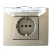 Ovivo Antrasit Topraklı Kapaklı Piriz Çerçevesiz Grano thumbnail 1