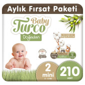 Baby Turco Doğadan 2 Numara Mini 210'Lu Bebek Bezi - 1