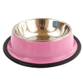 Kedi Köpek Paslanmaz Renkli Çelik Mama Kabı 26 cm Pembe - 1