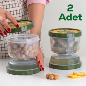 Porsima 02 1391 Kum Saati Süzgeçli Zeytinlik- 2'li Zeytin Turşu Saklama Kabı Şeffaf - 1