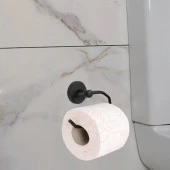 Sağlam Kaliteli Siyah WC Kağıt Standı Tuvalet Kağıtlık Aparat Paslanmaz Metal thumbnail 4