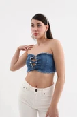 Blue White Kadın Jean Yelek - 2