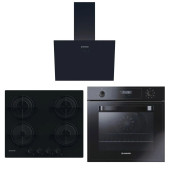 Hoover ( HDG6C1GB TK Davlumbaz + HVW6MBB Ocak + HOT3051BI/E FIRIN) Siyah Ankastre Set - 4