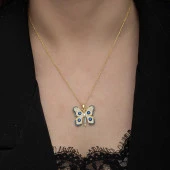 himarry Gümüş Gold Nazarlı Kelebek Kadın Kolye thumbnail 3